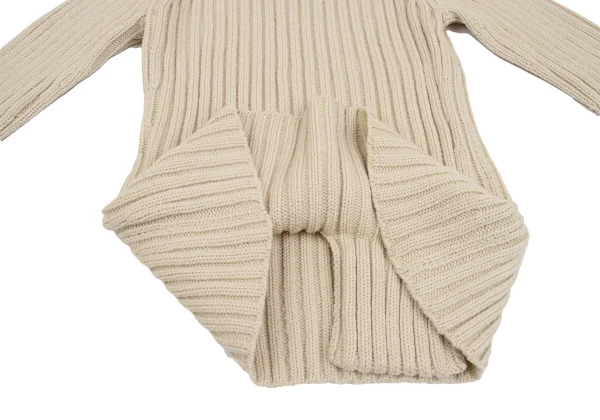 Yohji Yamamoto FEMME Wool Hooded Rib Knit Sweater K-162009_010