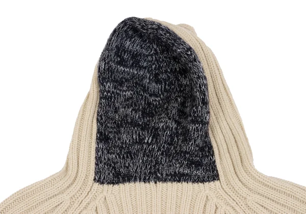 Yohji Yamamoto FEMME Wool Hooded Rib Knit Sweater K-162009_012