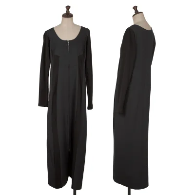 Yohji Yamamoto FEMME Wool Gaba Rib Knit Switching Zip Dress