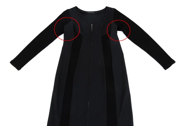Yohji Yamamoto FEMME Wool Gaba Rib Knit Switching Zip Dress K-162016_003