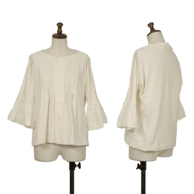 tricot COMME des GARCONS Cotton Linen Switching Pin Tuck Blouse