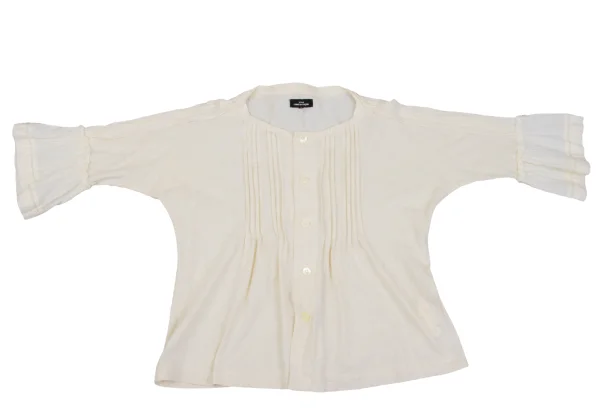 tricot COMME des GARCONS Cotton Linen Switching Pin Tuck Blouse K-162026_002