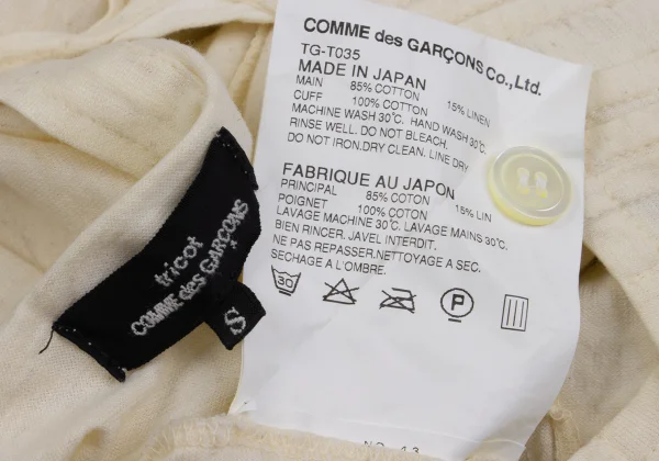 tricot COMME des GARCONS Cotton Linen Switching Pin Tuck Blouse K-162026_013