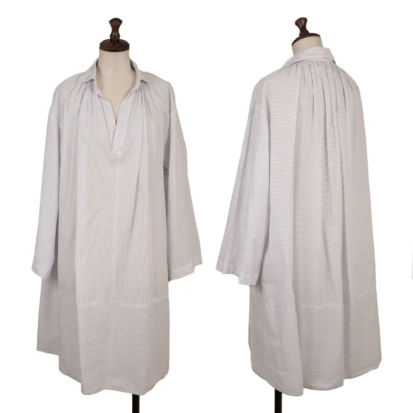 tricot COMME des GARCONS Cotton Stripe Skipper Shirt Dress White,Sky blue M K-162028_001