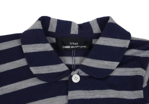 tricot COMME des GARCONS Wool Striped Round Collar Knit Cardigan K-162029_005