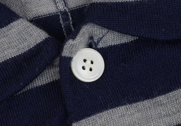 tricot COMME des GARCONS Wool Striped Round Collar Knit Cardigan K-162029_006