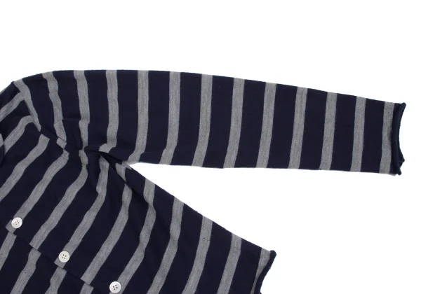 tricot COMME des GARCONS Wool Striped Round Collar Knit Cardigan K-162029_007