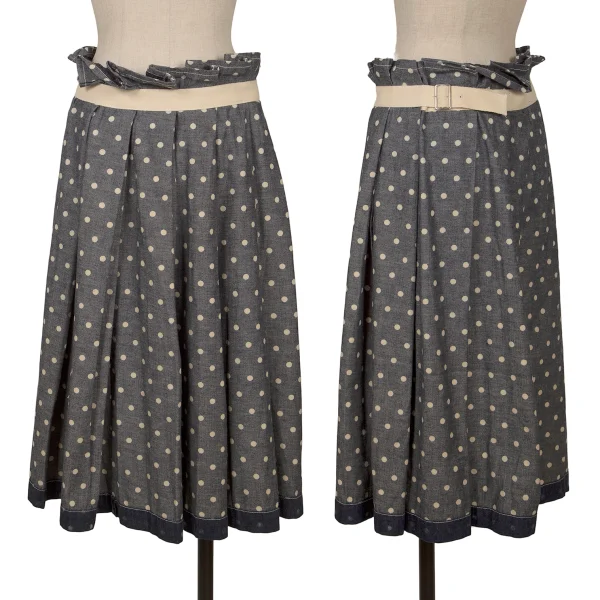 tricot COMME des GARCONS Inside Out Dot Print Pleated Denim Skirt  Indigo M K-162032_001