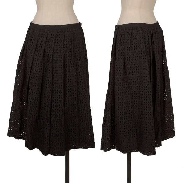 tricot COMME des GARCONS Cotton Cutwork Pleated Wrap Skirt Black M K-162033_001