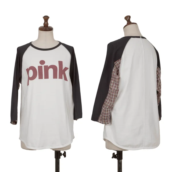 JUNYA WATANABE MAN PINK COMME des GARCONS Switching Raglan T Shirt White,Navy M K-162040_001