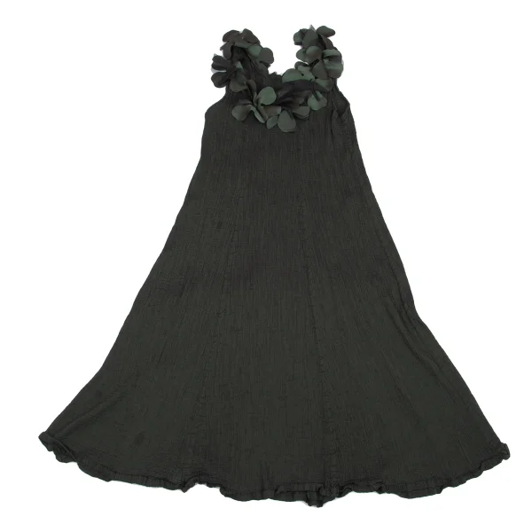 ISSEY MIYAKE me Mesh Floral Decoration Crepe Pleated Dress K-162047_002