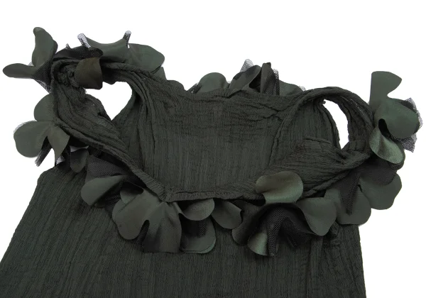ISSEY MIYAKE me Mesh Floral Decoration Crepe Pleated Dress K-162047_006