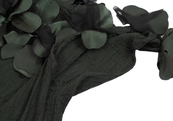 ISSEY MIYAKE me Mesh Floral Decoration Crepe Pleated Dress K-162047_007