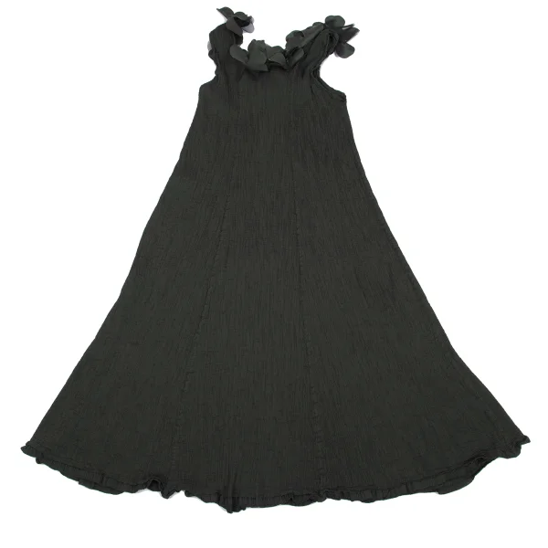 ISSEY MIYAKE me Mesh Floral Decoration Crepe Pleated Dress K-162047_012