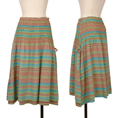 ISSEY MIYAKE me Wrinkled Pleats Switching Multi Stripe Skirt