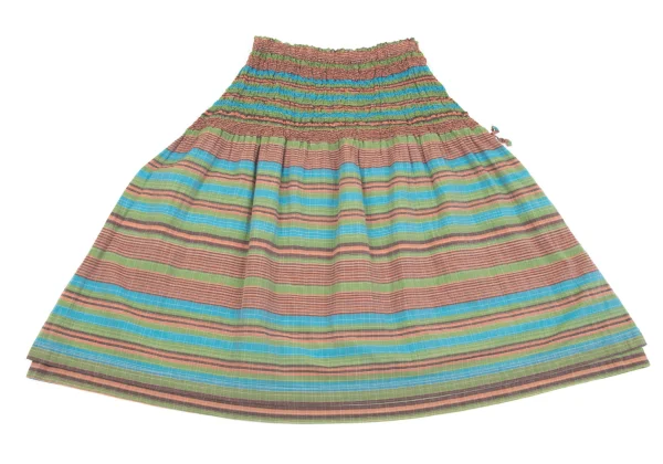 ISSEY MIYAKE me Wrinkled Pleats Switching Multi Stripe Skirt K-162060_002