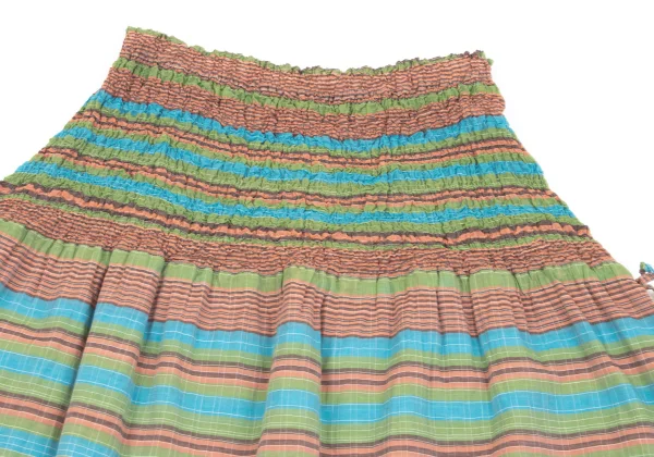 ISSEY MIYAKE me Wrinkled Pleats Switching Multi Stripe Skirt K-162060_003