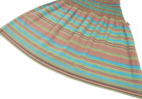 ISSEY MIYAKE me Wrinkled Pleats Switching Multi Stripe Skirt K-162060_006
