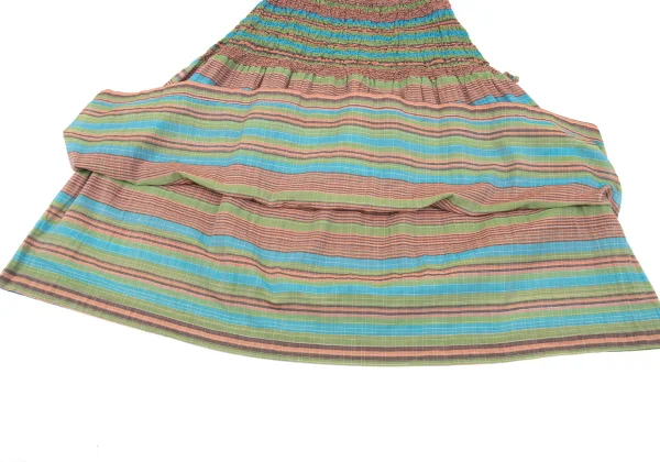 ISSEY MIYAKE me Wrinkled Pleats Switching Multi Stripe Skirt K-162060_008