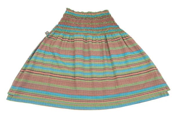 ISSEY MIYAKE me Wrinkled Pleats Switching Multi Stripe Skirt K-162060_010