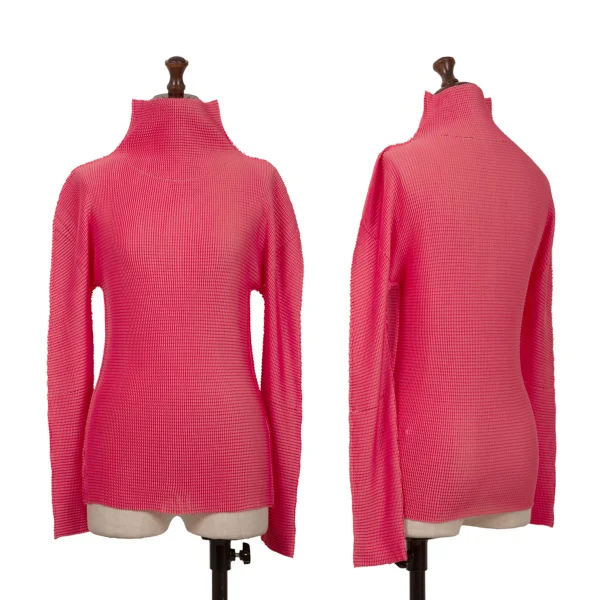 ISSEY MIYAKE me A-POC INSIDE Mesh Stretch Pleated Cutwork Top Pink Free K-162065_001