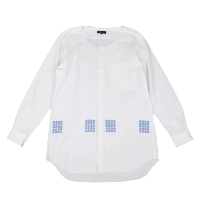 COMME des GARCONS HOMME PLUS Dot Embroidery Design Collarless Shirt