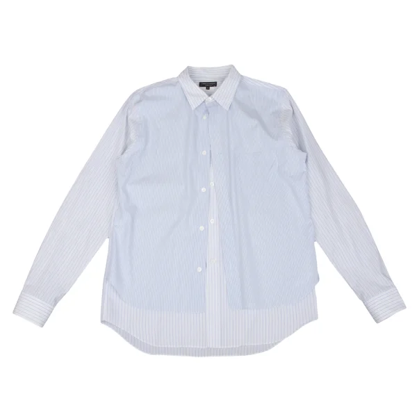 COMME des GARCONS HOMME PLUS Layered Switching Stripe Shirt Blue,White M K-162070_001