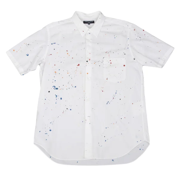 COMME des GARCONS HOMME Splash Paint Design Short Sleeve Shirt White L K-162072_001