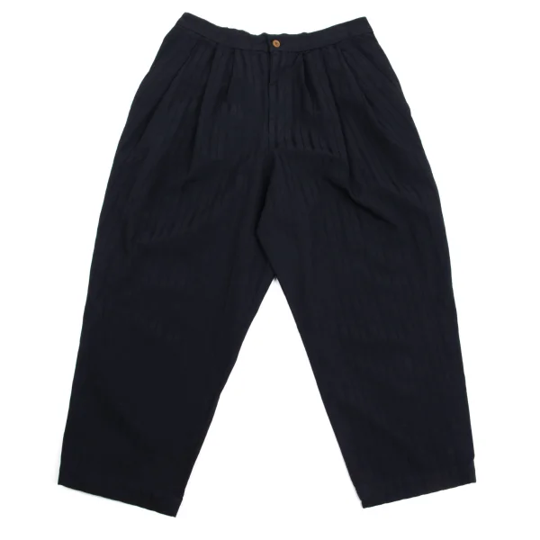 COMME des GARCONS Poly Stripe Jacquard Tuck Pants Navy S K-162078_001
