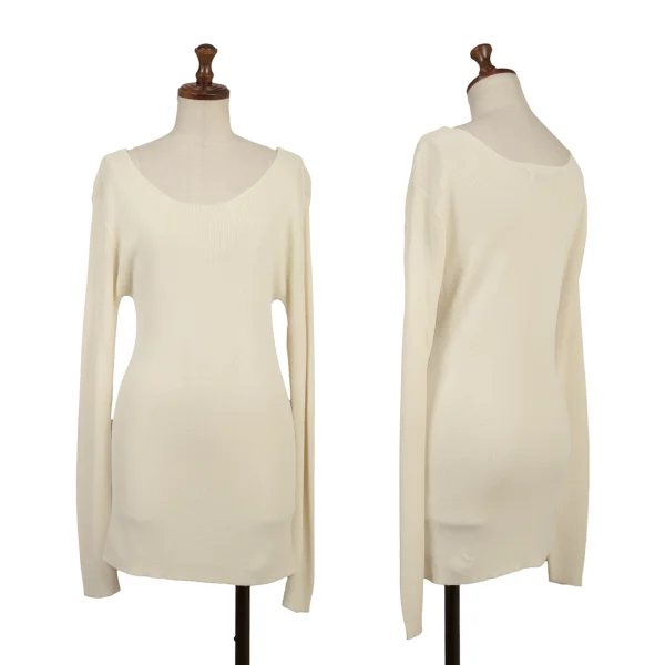 ISSEY MIYAKE Acrylic Rayon Knit Top Ivory M K-162085_001