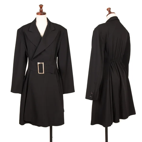 Yohji Yamamoto FEMME Belted Peak Lapel Jacket Black S K-162092_001