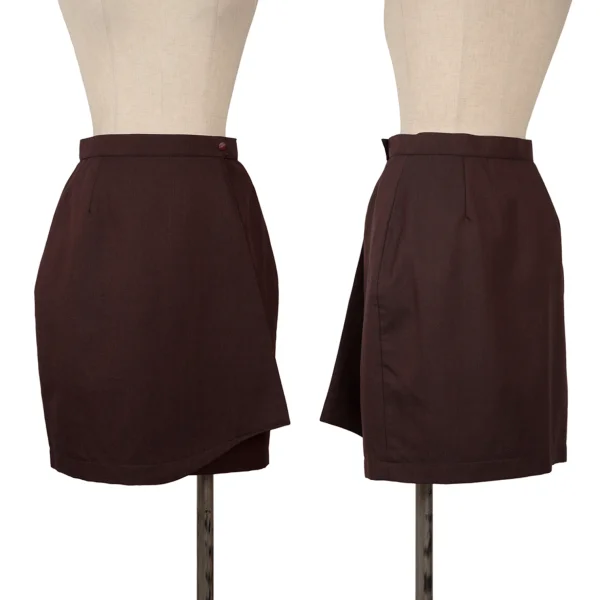 Thierry Mugler Wool Silk Half Wrap Skirt Bordeaux 63-90 K-162096_001