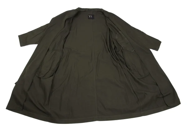 Y's Cotton Crushed-design Snap Button Belted Coat K-162097_015