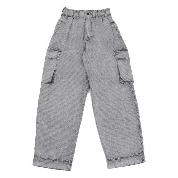 Y's Cotton Herringbone Tapered Cargo Pants Grey 2 K-162099_001