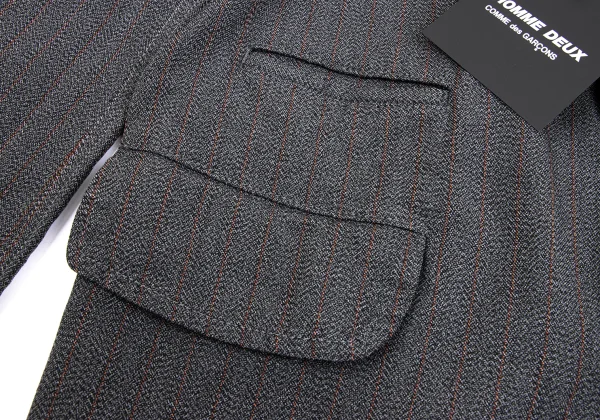 COMME des GARCONS HOMME DEUX Poly Stripeed Fishtail Jacket K-162103_010