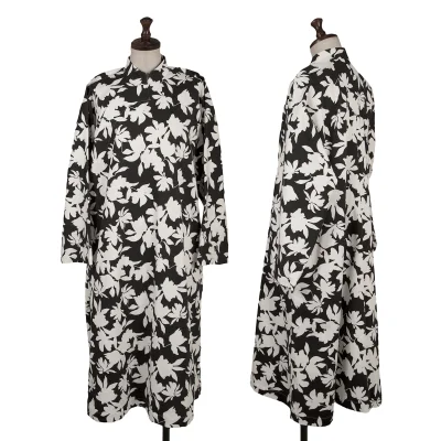 COMME des GARCONS Monochrome Floral Print Snap Button Chinese Dress