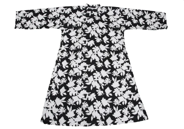 COMME des GARCONS Monochrome Floral Print Snap Button Chinese Dress K-162112_002