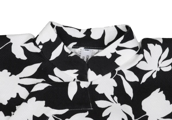 COMME des GARCONS Monochrome Floral Print Snap Button Chinese Dress K-162112_004