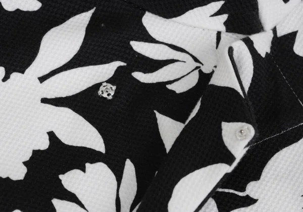 COMME des GARCONS Monochrome Floral Print Snap Button Chinese Dress K-162112_005