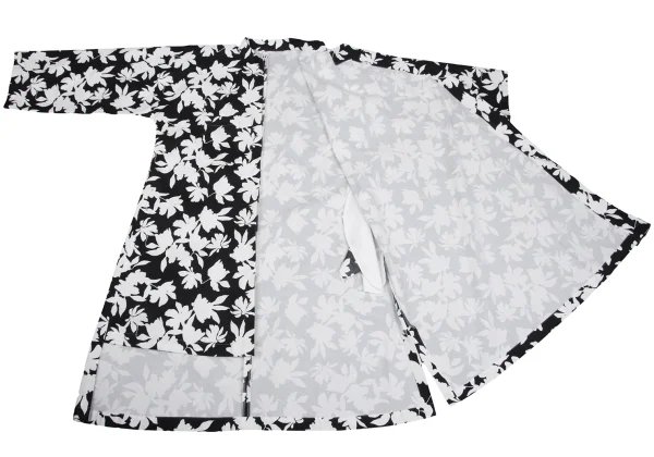COMME des GARCONS Monochrome Floral Print Snap Button Chinese Dress K-162112_011