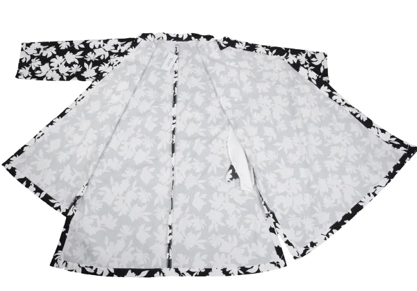 COMME des GARCONS Monochrome Floral Print Snap Button Chinese Dress K-162112_013