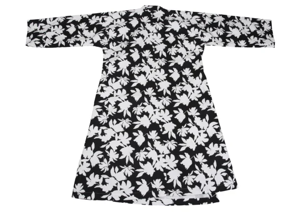 COMME des GARCONS Monochrome Floral Print Snap Button Chinese Dress K-162112_014