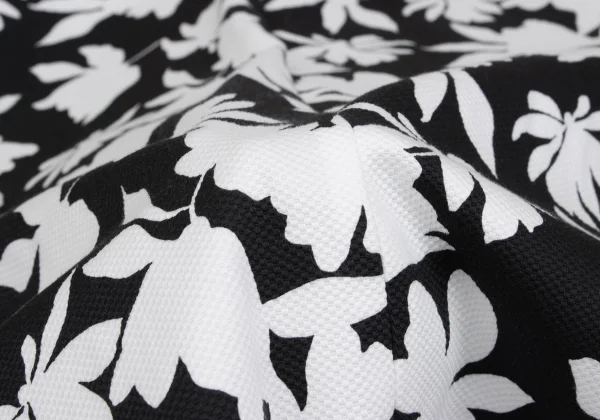 COMME des GARCONS Monochrome Floral Print Snap Button Chinese Dress K-162112_016
