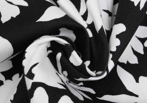 COMME des GARCONS Monochrome Floral Print Snap Button Chinese Dress K-162112_017