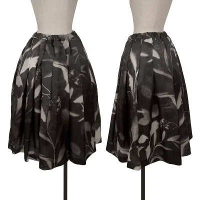 COMME des GARCONS Silk Floral Print Tulle Layered Skirt