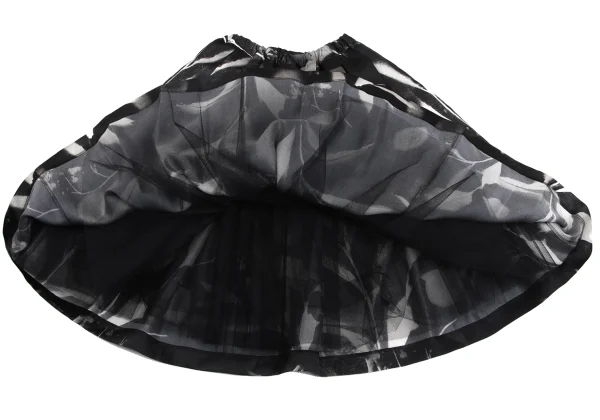 COMME des GARCONS Silk Floral Print Tulle Layered Skirt K-162113_007