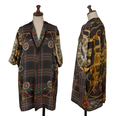 JUNYA WATANABE Tartan Check Chain Print Puffed Sleeve Blouse
