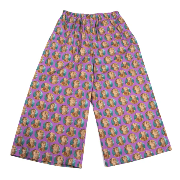 tao×Tove Jansson Dot Smoking Girl Print Wide Pants Purple,Green S-M K-162117_001