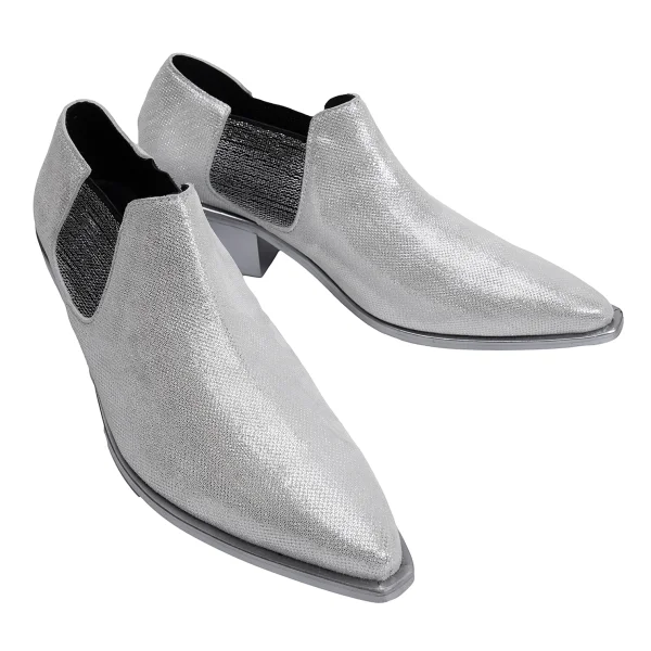 JUNYA WATANABE Glitter Leather Side Gore Heel Shoes Silver 6(US About 7.5) K-162120_001