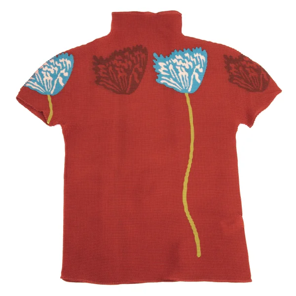 ISSEY MIYAKE me Floral Print Stretch Pleats High-neck T-shirt K-162123_002